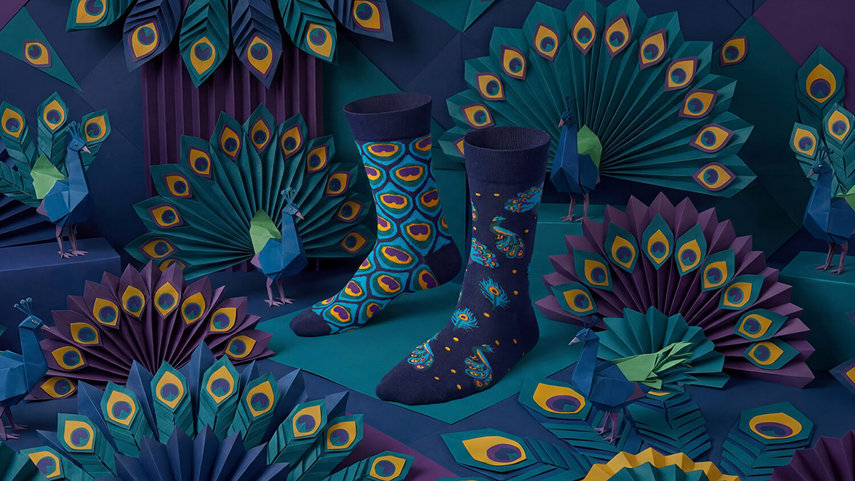 Asymetryczne skarpetki Many Mornigns - Majestic Peacock